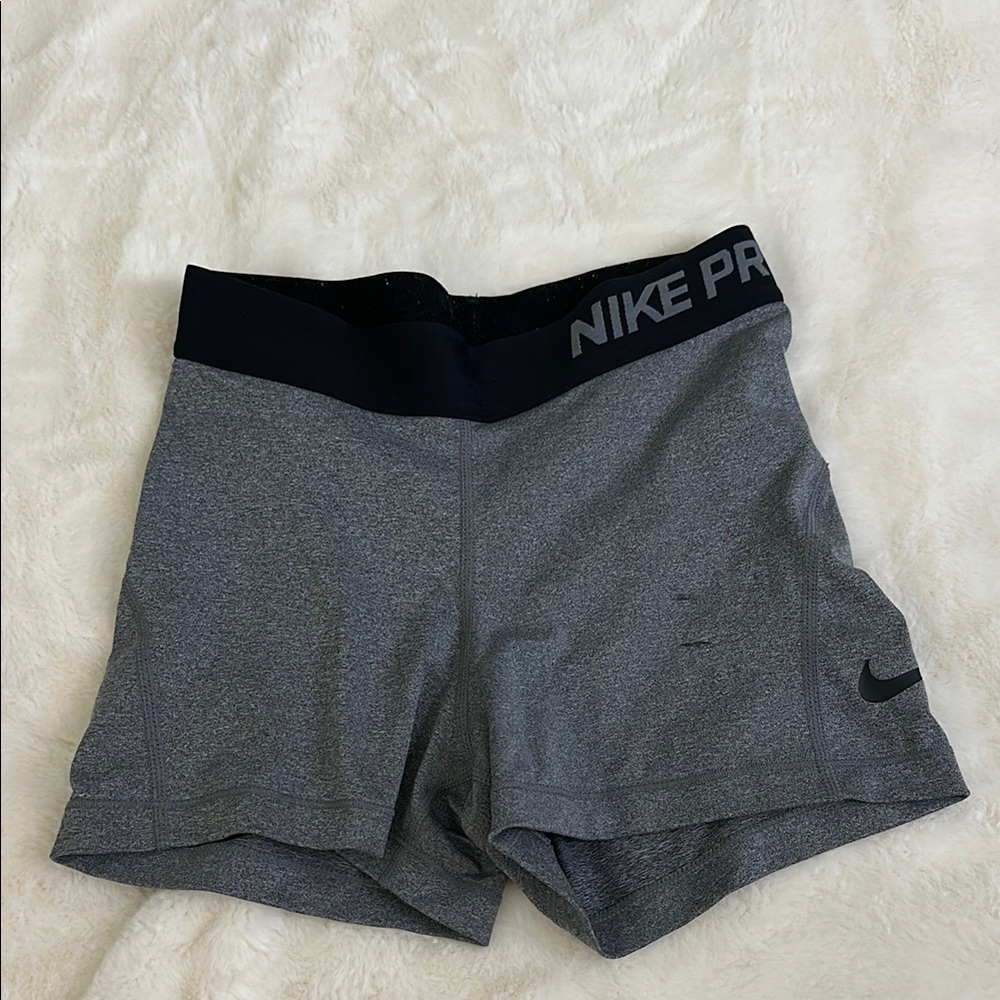 Nike Gray and Black Athletic Shorts (Nike Pros)
